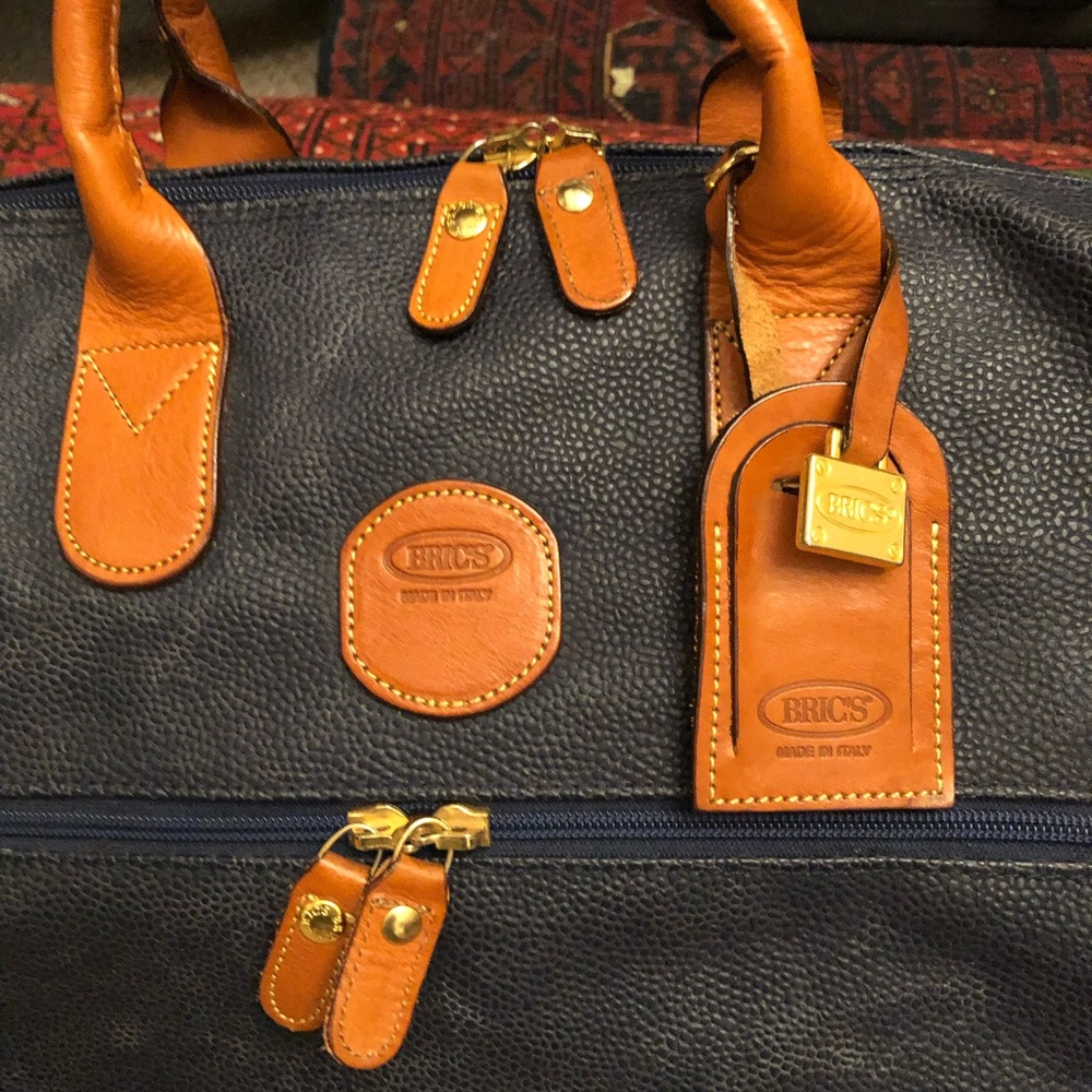 Bric's Navy and Tan Leather-Trim Duffel - Picture 2 of 4